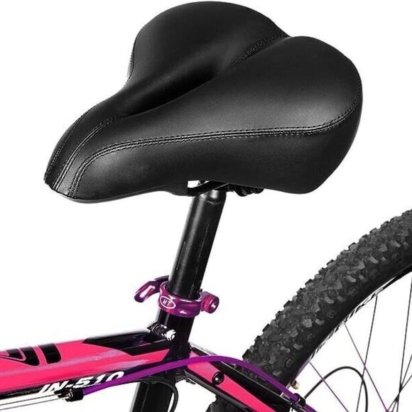TONBUX Black Leather Dual Shock Absorbing Ball 10.6 x 8.2 in Bike Seat NS361 - Picture 3 of 7